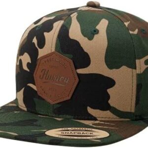 Gorra Hurley Snapback Camuflaje con Parche de Cuero