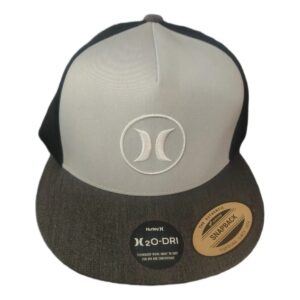 Gorra Hurley H2O-Dri Snapback Gris y Negro con Logo Bordado