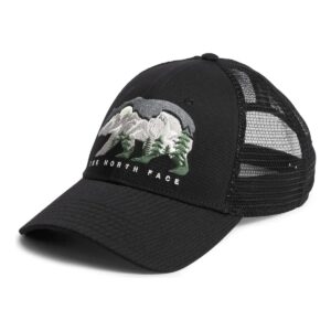 Gorra The North Face Trucker Negra con Montañas Bordadas y Oso