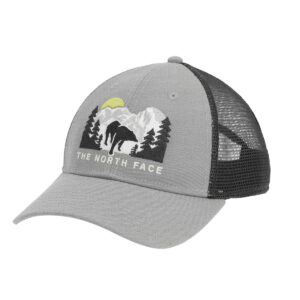 Gorra The North Face Trucker Gris con Oso y Montañas